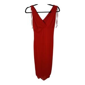 Vtg Wet Seal Red Midi Dress Women’s M Asymmetrical Hem Party Y2K Sexy Evening